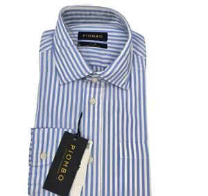 PIOMBO Mens Shirt Size Medium Blue Italian Luxury Resort Casual Button Down